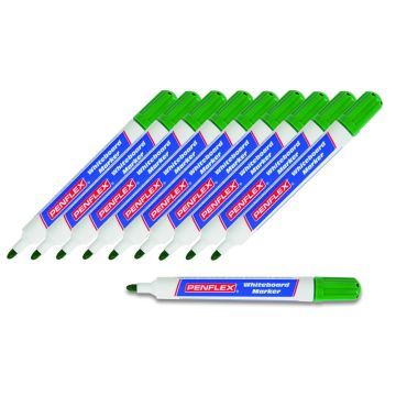 Penflex Drywipe Whiteboard Markers Bullet Green - Pack of 10
