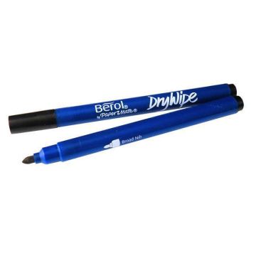 Berol Drywipe Whiteboard Pens Broad Tip Black - Pack of 12