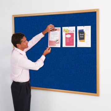 Eco Friendly Light Oak Framed Noticeboard 1500 x 1200mm - Blue
