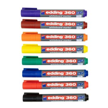 Edding 360 Drywipe Whiteboard Markers Bullet Tip Classpack Assorted - Pack of 50