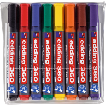 Edding 360 Drywipe Whiteboard Markers Bullet Tip Assorted - Pack of 8