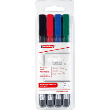 Edding 361 Drywipe Whiteboard Markers Assorted - Pack of 4
