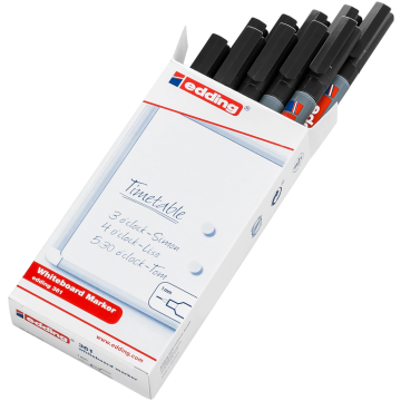 Edding 361 Drywipe Whiteboard Markers Black - Pack of 10