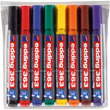 Edding 363 Drywipe Whiteboard Markers Chisel Tip Assorted - Pack of 8