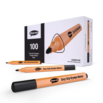 Show-me Triangular Drywipe Pens - Black - Pack 100