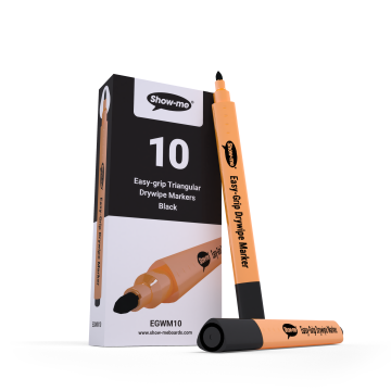 Show-me Triangular Drywipe Pens - Black - Pack 10