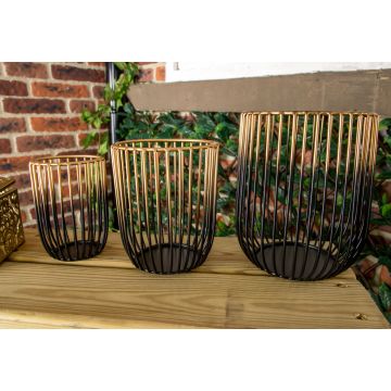 Black and Gold Ombre Wire Pots - Pack of