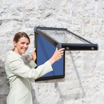 Shield Exterior Showcase 575 x 712mm - Black Frame/Blueberry