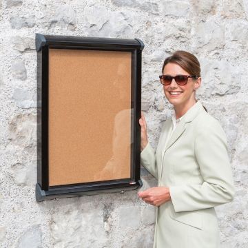 Shield Exterior Showcase 575 x 712mm - Black Frame/Cork