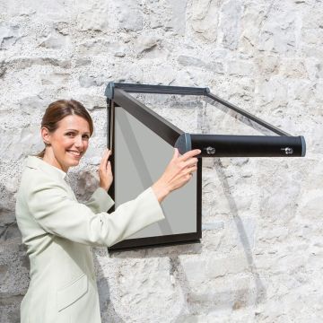 Shield Exterior Showcase 575 x 712mm - Black Frame/Light Grey