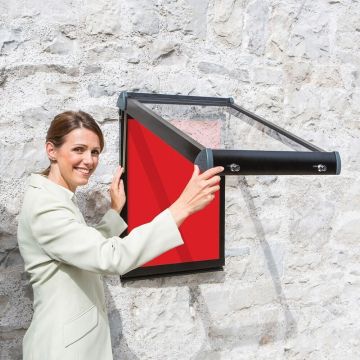 Shield Exterior Showcase 575 x 712mm - Black Frame/Scarlet