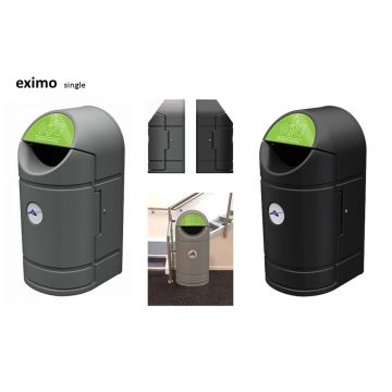 EXIMO Single Waste Bin inc.Decals: (Mixed Recycling & General Waste)