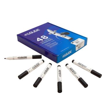 Eziglide Drywipe Whiteboard Markers Black Bullet Tip - Pack of 48