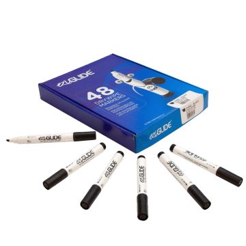 Eziglide Drywipe Whiteboard Markers Black Chisel Tip - Pack of 48