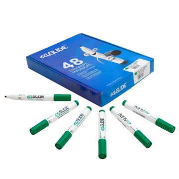 Eziglide Drywipe Whiteboard Markers Green Bullet Tip - Pack of 48