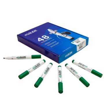 Eziglide Drywipe Whiteboard Markers Green Chisel Tip - Pack of 48