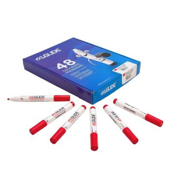 Eziglide Drywipe Whiteboard Markers Red Bullet Tip - Pack of 48