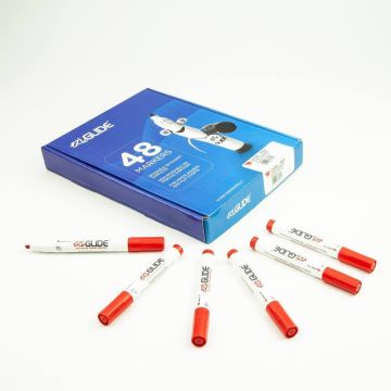 Eziglide Drywipe Whiteboard Markers Red Chisel Tip - Pack of 48