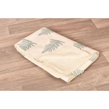 Fern Print Washable Sherpa Fleece Throw