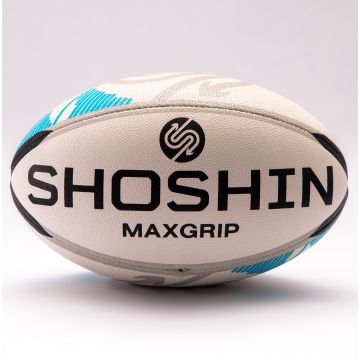  SHOSHIN Match Rugby Ball - White/Blue - Size 4