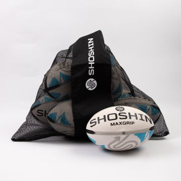 Match Rugby Ball - White/Blue - Size 4 - Pack of 8/ FREE Bag