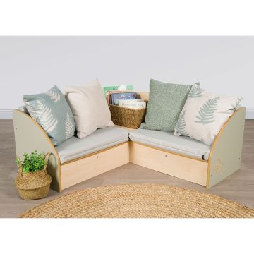 Reading Corner with Grey Cushions - Green/Maple