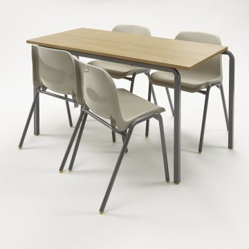 Classmates Contemporary 4 Beech Tables & 8 Chairs Pack - 1100 x 550mm - 11-14 Years - Sand