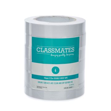 Classmates Double Sided Tape 24mm x 33m - Pack of 6