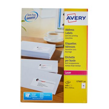 White Avery Jam-Free Quick PEEL Labels - Pack of 100 Sheets