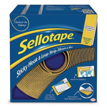 Sellotape Hook & Loop Strip - 20mm x 6m