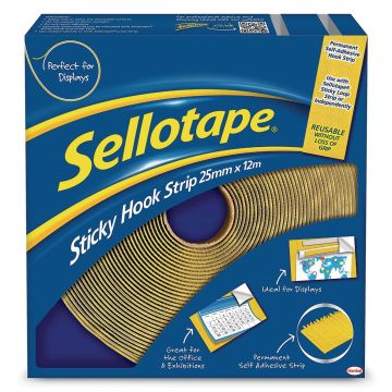 Sellotape Hook Strip - 25mm x 12m