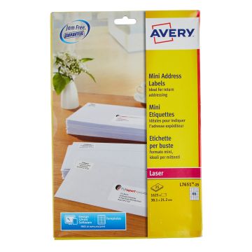 White Avery Jam-Free Quick PEEL Labels - Pack of 25 Sheets