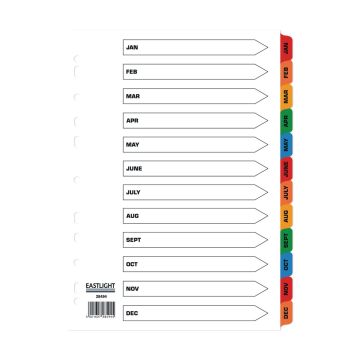 Eastlight A4 Mylar Dividers Jan-Dec Europunched