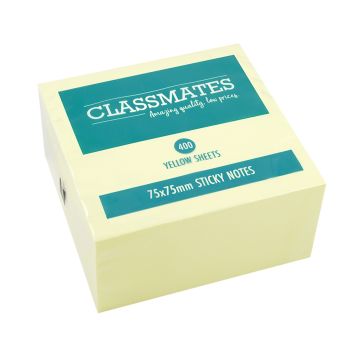 Classmates Cube Sticky Notes Yellow 75 x 75mm