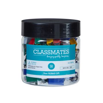 Classmates Fold Back Clip Assorted 19mm - Pack of 50