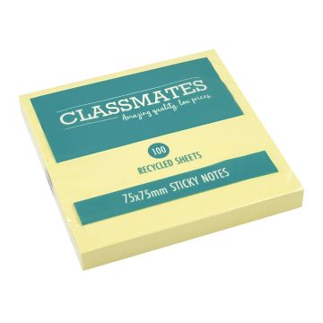 Classmates Recycled Sticky Notes Yellow 75 x 75mm - Pack of 12