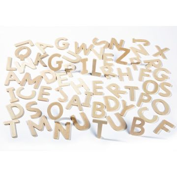 Plain Wood Letters Uppercase - Pack of 60