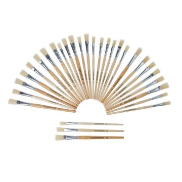 Classmates Short Flat Paint Brushes - Assorted Sizes - Pack of 30