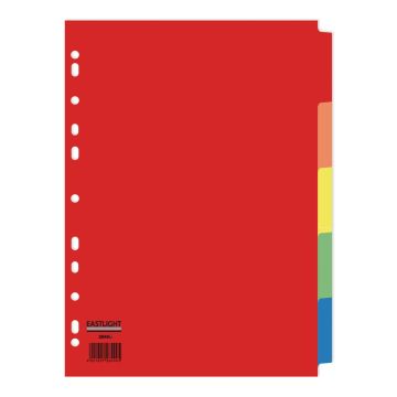Eastlight A4 Bright Subject Dividers 5-part Europunched
