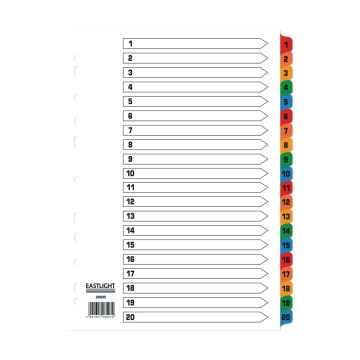 Eastlight A4 Mylar Dividers 1-20-part Europunched