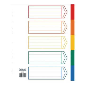 Eastlight A4 Extra Wide Polypropylene Dividers 5-part Europunched