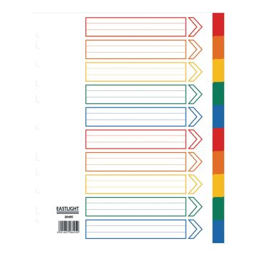 Eastlight A4 Extra Wide Polypropylene Dividers 10-part Europunched