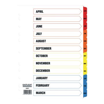 Eastlight A4 Tax Year Dividers Apr-Mar Europunched