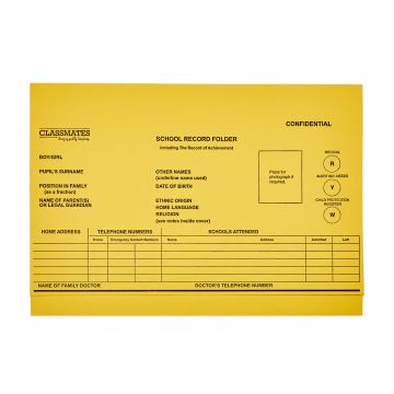 Classmates Record Folder A4 - Yellow - Pack of 10
