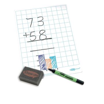 A4 Gridded Whiteboards - GRIDDED Boards Pens & Erasers - Pack of 35
