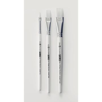 Pro Arte Polar White Nylon Brushes - Flat - 6mm (1/4) - Pack of 10
