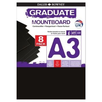 Graduate Mountboards A3 - Black - Pack of 8