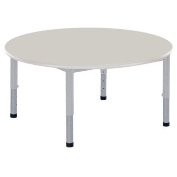 Harlequin Circular Height Adjustable Steel Classroom Table - 1050 x 400 to 640mm - Light Grey