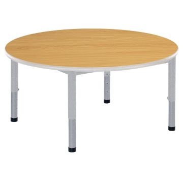 Harlequin Circular Height Adjustable Steel Classroom Table - 1050 x 400 to 640mm - Beech