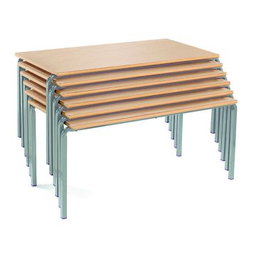 Classmates Rectangular Crushed Bent Tables - 8-11 years - Beech - Pack of 15